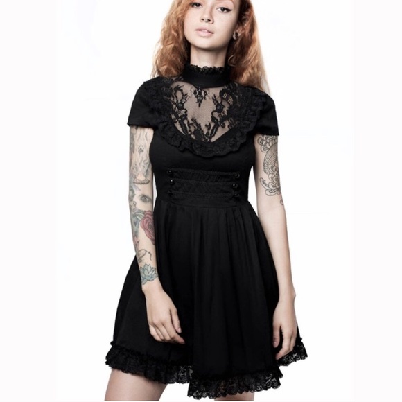 Killstar Death March Dress Black Lace NWOT - Picture 1 of 14
